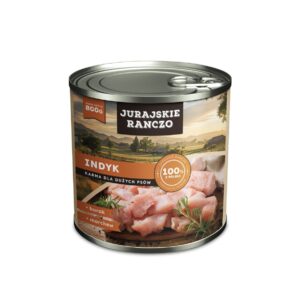 Jurajskie Ranczo karma dla DUŻYCH PSÓW. Indyk z marchewką i burakiem. 830g