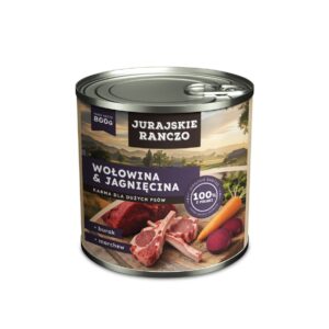 Jurajskie Ranczo karma dla DUŻYCH PSÓW. Wołowina & Jagnięcina. 830g