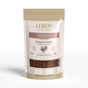 Paski z indyka z pietruszką i olejem z łososia – Collagen Dog Menu LORDS – 90g
