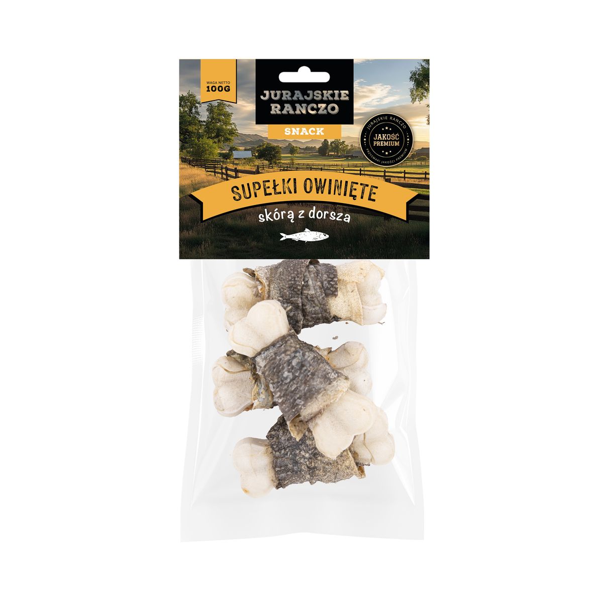 Supełki owinięte skórą z dorsza Jurajskie Ranczo - 100 g